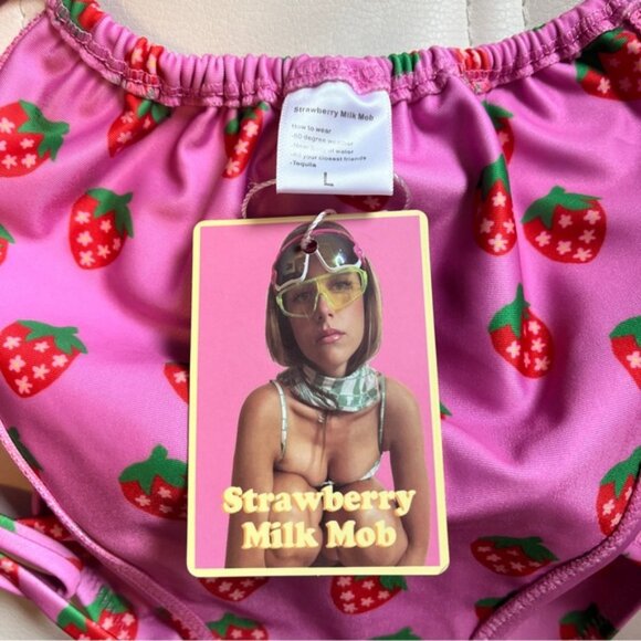 NWT Strawberry Milk Mob Fragola Bikini Top XXL Bottoms L - Picture 11 of 14